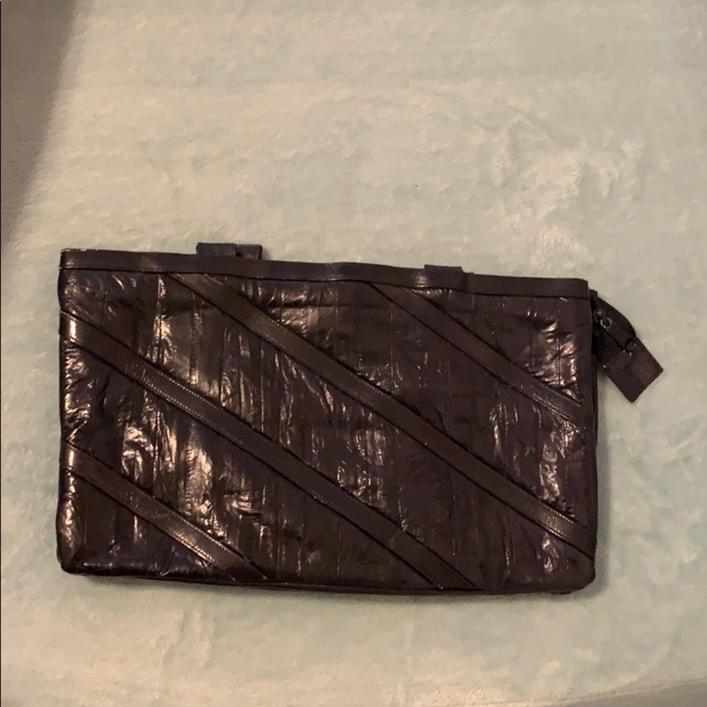 Real leather eel skin clutch